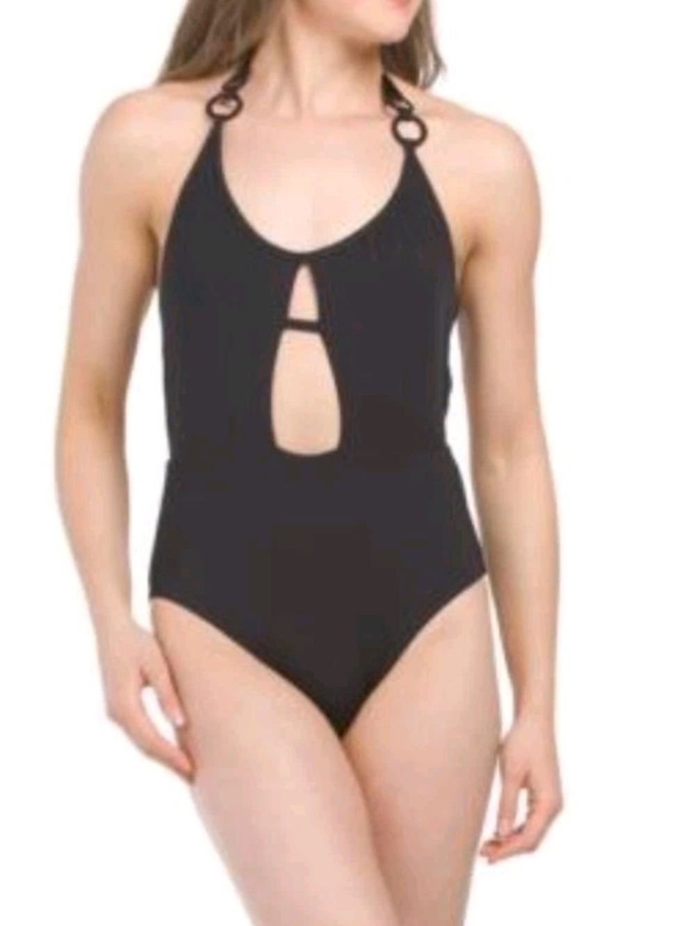 TRINA TURK Monaco Scoop Neck Cutout Halter One Piece Swimsuit Black Size 8 & 10